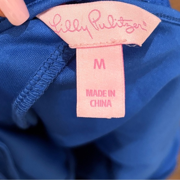 Lilly Pulitzer Topanga Sapphire Blue Wavy Knit Lace Dress Sz Medium 3/4 Sleeve - Picture 7 of 8